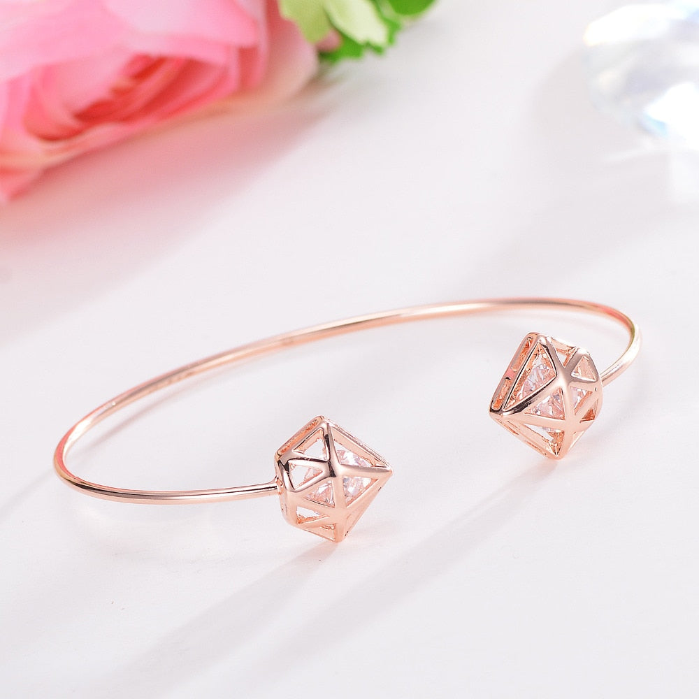 Geometric Cuff Bracelet - Rose Gold